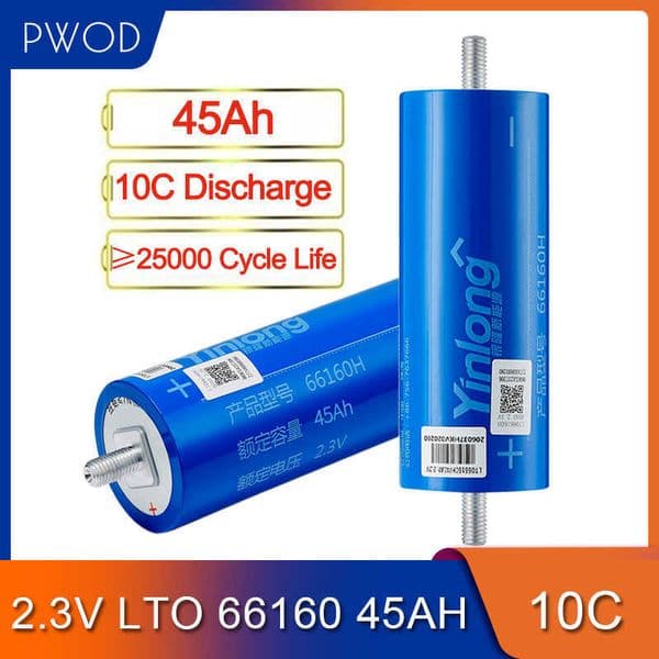 6pcs 45Ah Lithium Titanate Battery LTO Batera 2.3V 10C Discharge Cells for DIY 12V 24V 36V 48V Battery Pack for YINLONG
