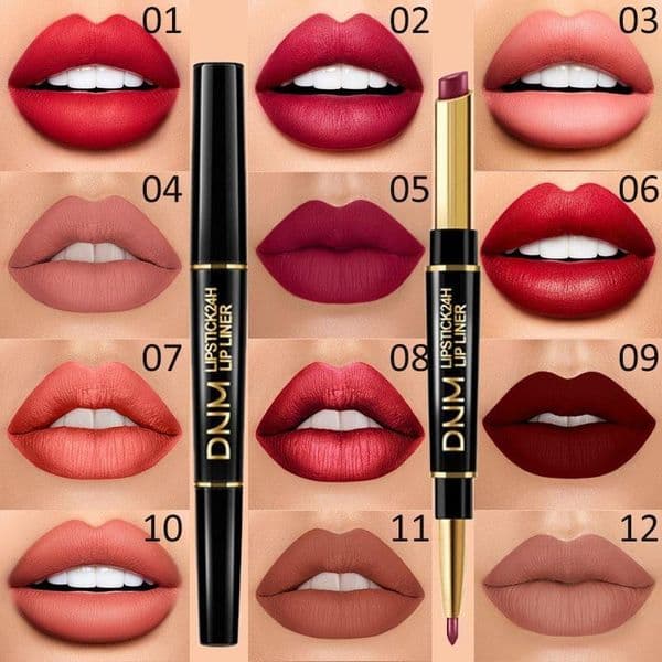 2in1 Lip Liner Lipstick 12 colors matte Pens 24H and with Lip Makeup Set for women Long Lasting labiales mate 24 horas originales