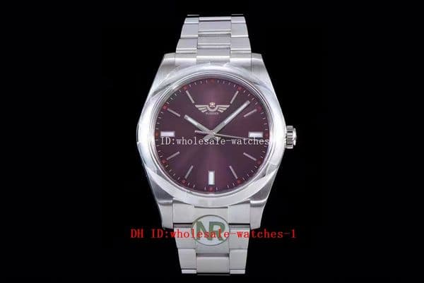 NR Maker Top Watches 39mm 114300 Red Grape Dial TH-11.7mm Sapphire Asia 2836 Movement Mechanical Automatic 904L Mens Watch Men's Wristwatches