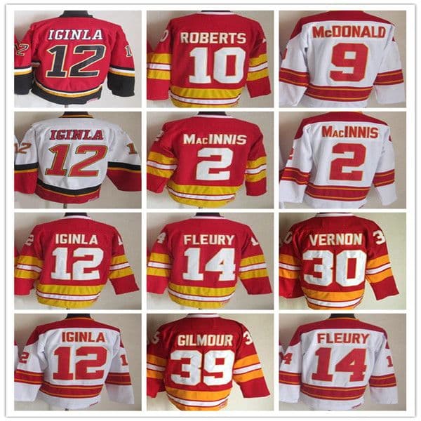 Vintage Hockey Jerseys 12 Jarome Iginla 14 Theoren Fleury 25 Joe Nieuwendyk 30 Mike Vernon 39 Doug Gilmour 2 Al Macinnis 9 Lanny McDonald 10 Gary Roberts Retro Uniforms