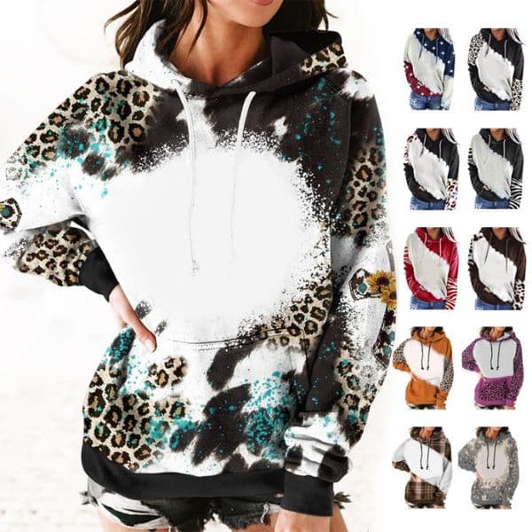 Custom Printable Logo Sublimation Blank Tie Dye Pullover Sweater Shirts Faux Bleached Hoodies For Men And Women FS9544 P1114