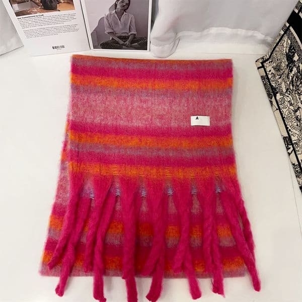 Wool Scarf Winter Scarves Women Warm Stripes Design Shawl Long Neck Casual for Man Unisex 5 Color