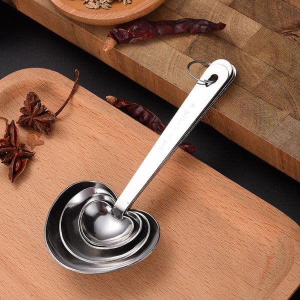 Love Wedding Favors Of Simply Elegant Heart Shaped Stainless Steel Measuring Spoon 4pcs/set Gift Box Cuchara Medidora De Acero Inoxidable Wholesale