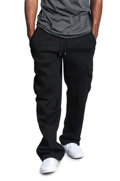 Men's Pants Casual Men's Drawstring Loose Fashion Sports Pants Elastic Waist Solid Color Big Pocket Trousers Clothing 221119Z