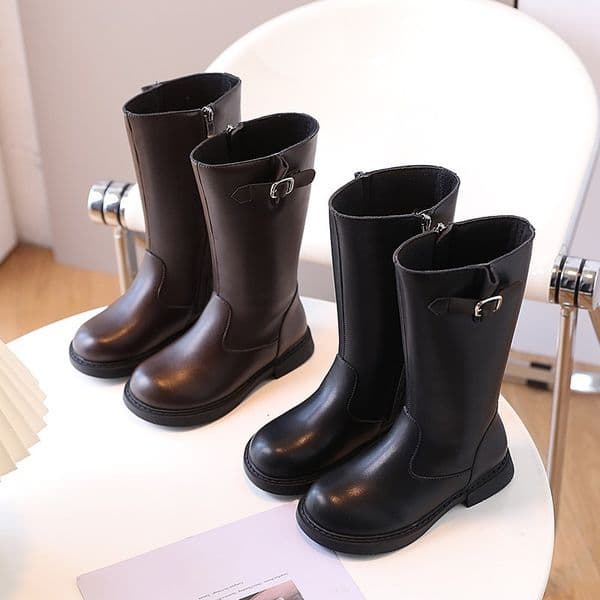 Boots Child Fashion Girls High Casual Side Zip Versatile Sweet Princess Solid Color Autumn Uniform School 221121