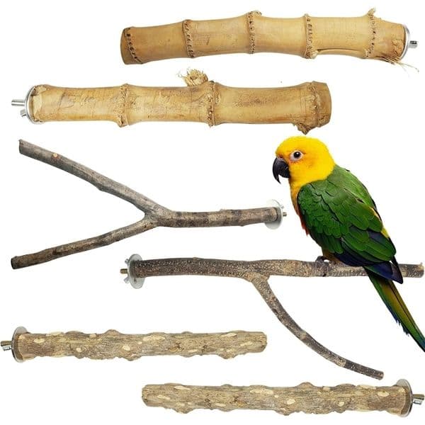 Other Pet Supplies 6 Pieces Parrots Perch Bird Stand Toy Wooden Stand Wood Training Standing Set for Small and Medium Bird Cage Accessories 221122