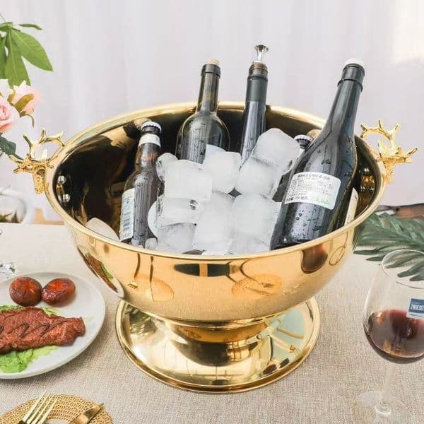 Tabletop Wine Racks 135L Deer Head Ear Champagne Bowl 304 Stainless Steel GOLD SILVER Big ICE BUCKET BOWL Large Bucket Basin 221121