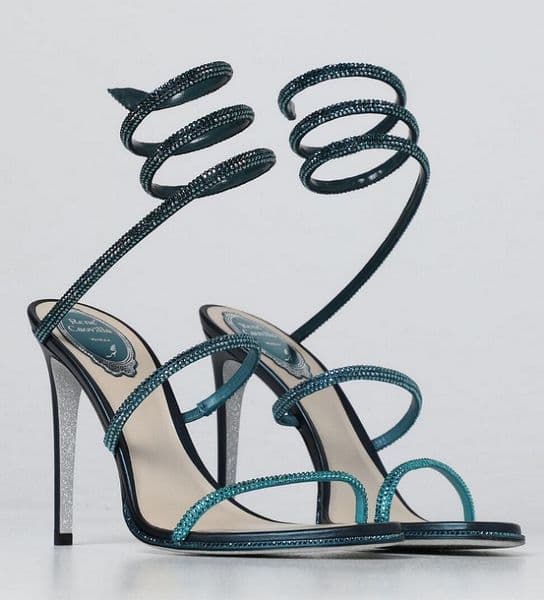 Luxury Brand ReneCaovilla Cleo Women Sandals Shoes Crystal-embellished Strappy Spiral High Heels Lady Gladiator Sandalias Party Wedding Dress EU35-43 With Box