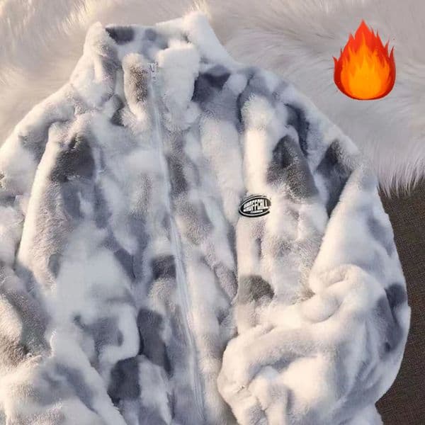 Women's Fur Faux Coat Autumn Tie Dye Plush Jacket Fleece Thickened Loose Warm Clothes Ins Casaco Teddy Femenino Coats 221123