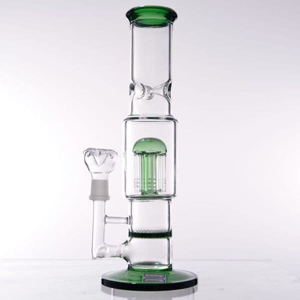Green Glass Water Bong 12 Inch Arm Tree Perc Oil Honeycomb Heady Smoking Pipes with Bowl