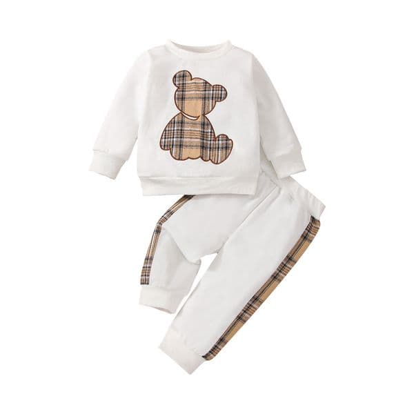 Children Clothing Sets Cartoon Printed White Bear Suit 0-2Years Baby Unisex Casual Sports Tracksuits Pure Cotton Clothes For Toddler