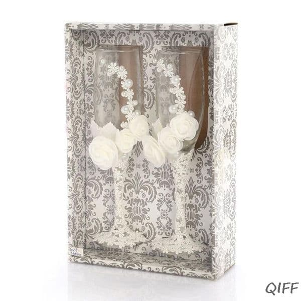 Wine Glasses 2pcs Set Wedding Glass Creative Pearl Flower Crystal Wedding Champagne Glasses 221124
