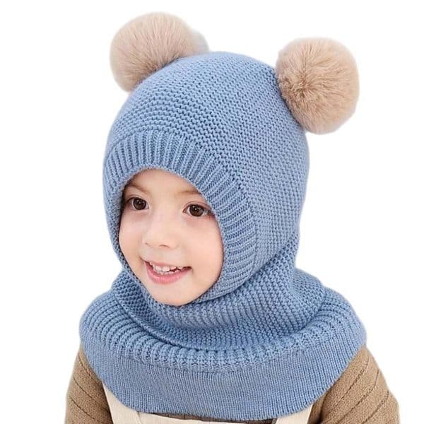 BeanieSkull Caps Doit 2 to 6 Y Winter Hat Beanies Boys Beanie two hairball Child Knit Fur Hats Protect face neck Kids Girls Earflap Caps 221128