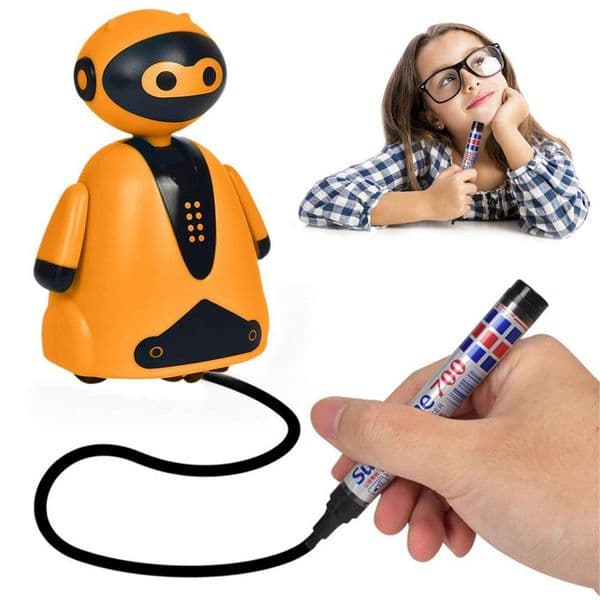 Garden Decorations Smart Inductive Robot With Lights Follow Any Drawn Line Magic Pen Electric Inductive Robot Toy Follow The Drawn Line Magic Toy 221126