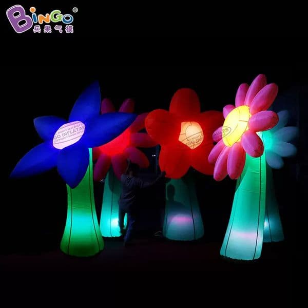Personalized artificial inflatable flowers with lights toys sports inflation plants balloon models for party event shopping center decoration
