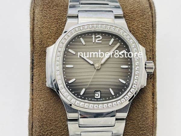 7118 Lady Womens Watch PF Factory Gray Dial Diamond Bezel Swiss 324 SC 28800vph Sapphire Crystal Luxury Wristwatches 3 Colors Water Resistance 50M