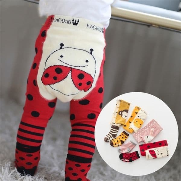 Trousers 2PcsSet Cute Animal born Baby Autumn Winter Warm Tight Pantyhose Cotton Knitting Girls Boys Soft Cotton Pants Tights Set 221006