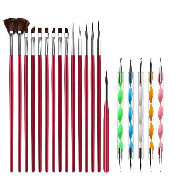 handmade nail Nail Brush 20Pcs Nail Art Paint Brushes Kit Gel nail charm Polish Styling Acrylic Brush Set Nailart Salon