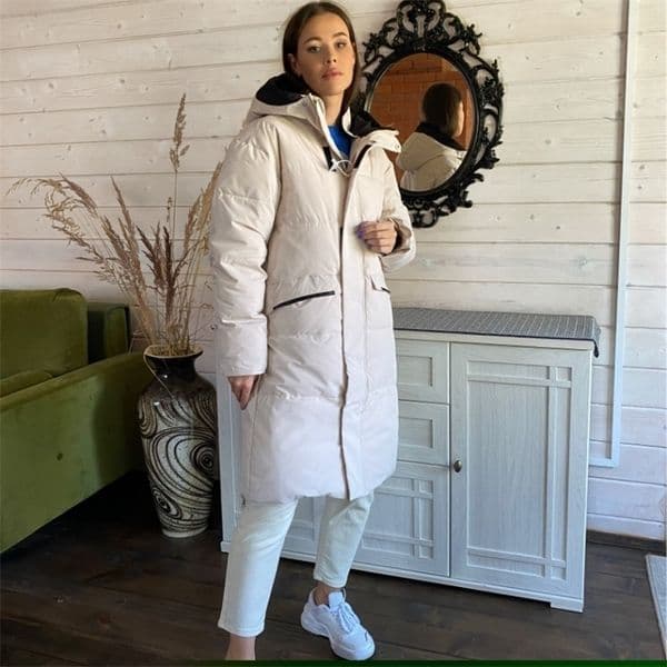 Women's Down Parkas Winter Hooded Mid-length Down Padded Jacket Back Zipper Warm Padded Jacket 221007