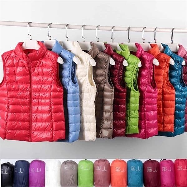 Women's Down Parkas Ultra Light Slim Down Coat Women Winter Stand Collar Thin Jacket Windproof Padded Waistcoat Sleeveless Portable Duck Down Vest 221007
