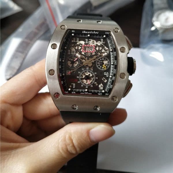 Stainless Steel Men's Wristwatch - Transparent Case, Skeletal Face, Rubber Band 001-3 thumbnail 2