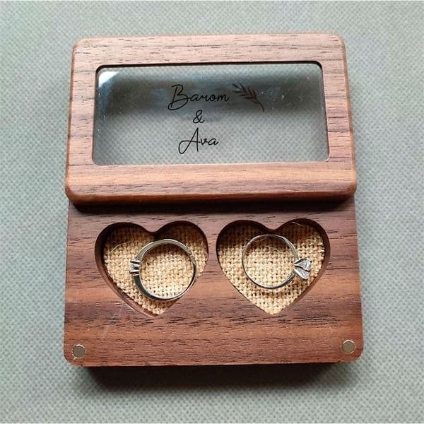 Other Event Party Supplies Personalized Wedding Ring Box Wooden Bearer Pillow Burlap Rustic Gift Custom Jewelry Holder 221007