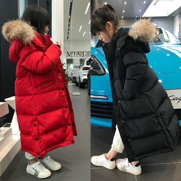 Down Coat Kids Boys Girls Winter Fashion Solid Hooded Warm cotton Long Outerwears Children Clothing Snowsuit Jacket Coats Q51 221007