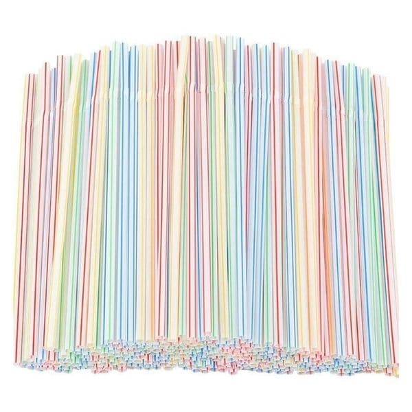 Disposable Cups Straws 1000/2000 Pcs Flexible Plastic Striped Multi Colored Straw 8 inch Long 221007