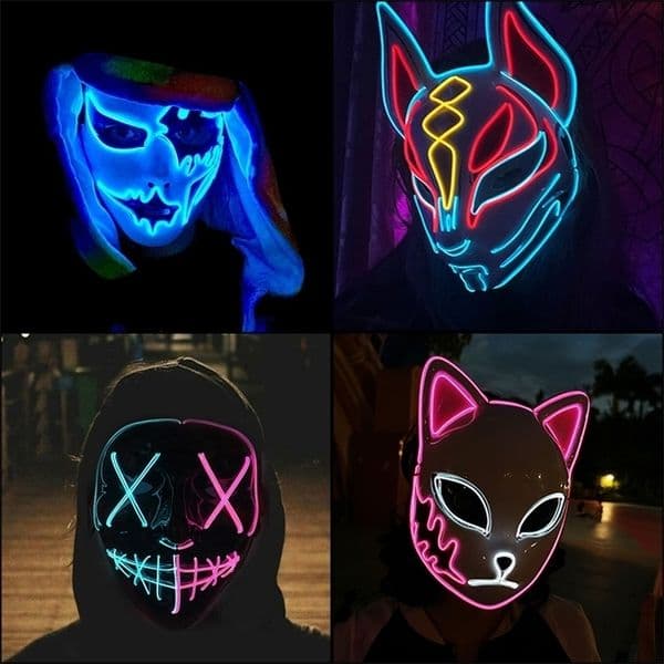 Other Event Party Supplies Halloween Carnival Costume Decoration Luminous LED Mask e Light Up s for Glow 221007