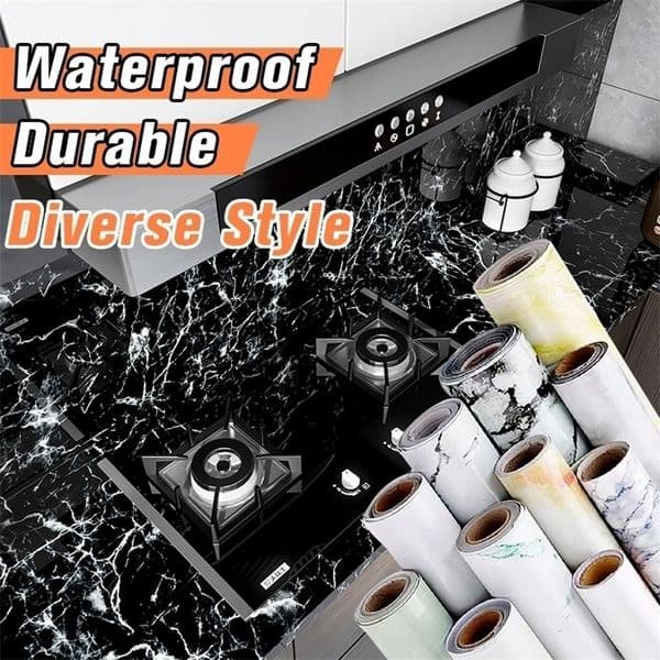 Wall Stickers Waterproof Marble Fashion Self Adhesive Wallpaper Vinyl Film Wall Sticker Bathroom Kitchen Cupboard Room Decoration Sticky Paper 221008