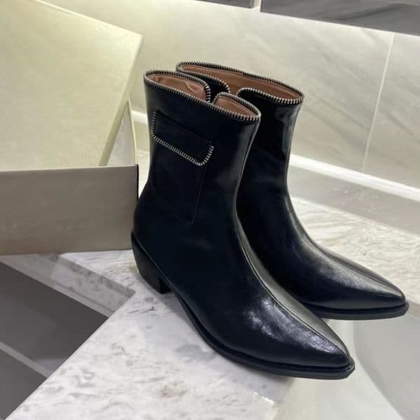 New Fashion Women's Martin Boots Luxury Designer Shoes Autumn and Winter Genuine Leather Denim Shoes Outdoor High Heels Anti slip Warm keeping Rubber Tips 35-40