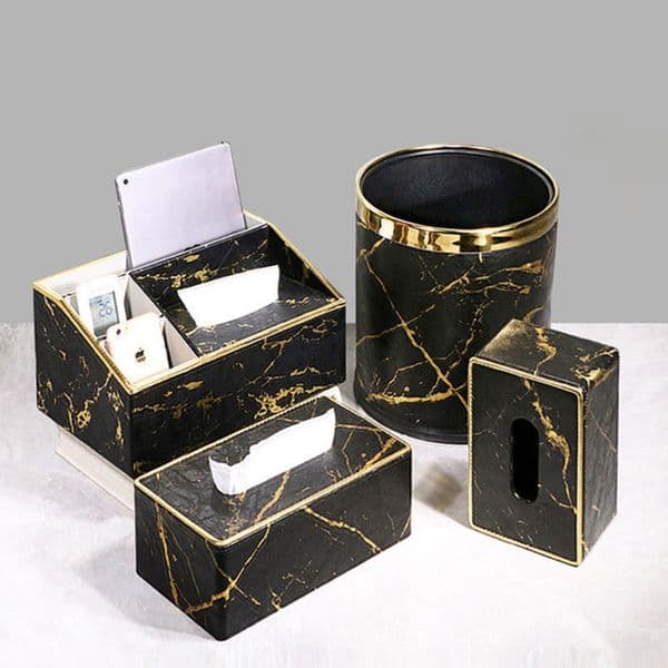 Tissue Boxes Napkins Elegant Leather Marble Box Desktop Paper Towel Holder Dispenser Napkin Storage Container Home Office Decoration 221008