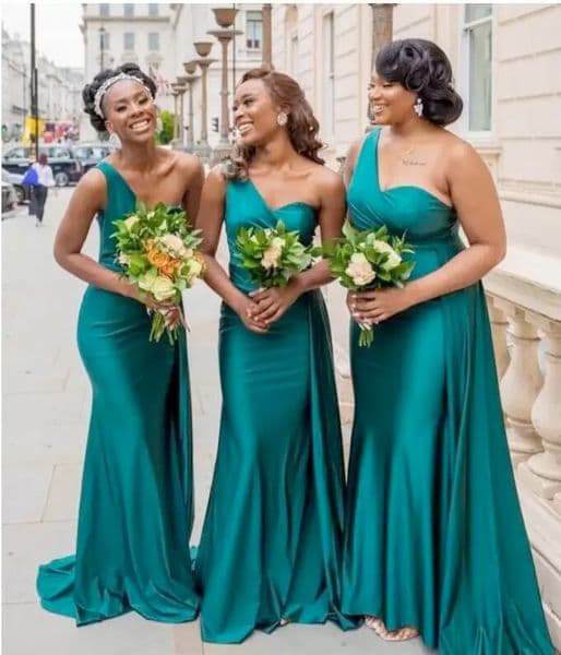 Emerald Green Bridesmaid Four Styles Off Shoulder Mermaid Slit or Length With Split Sexy Maid Of Honor Gowns Formal Dresses Elegant