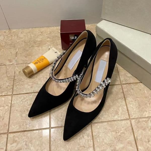 2022 New Fashion Women's Slippers Luxury Designer High Heel Sandals Pointed Rhinestone Sheepskin Shoes Flat Sole Thin Heel Cowhide Letter Jelly Flip Flop 36-40