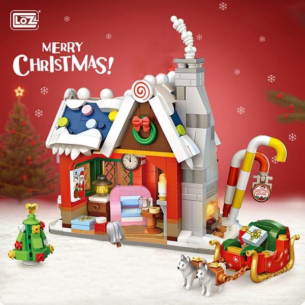 Build Block Set Loz Architecture Merry Christmas House brick Tree Deer Mini Blocks Bricks Building Toy For Children Gift Toy