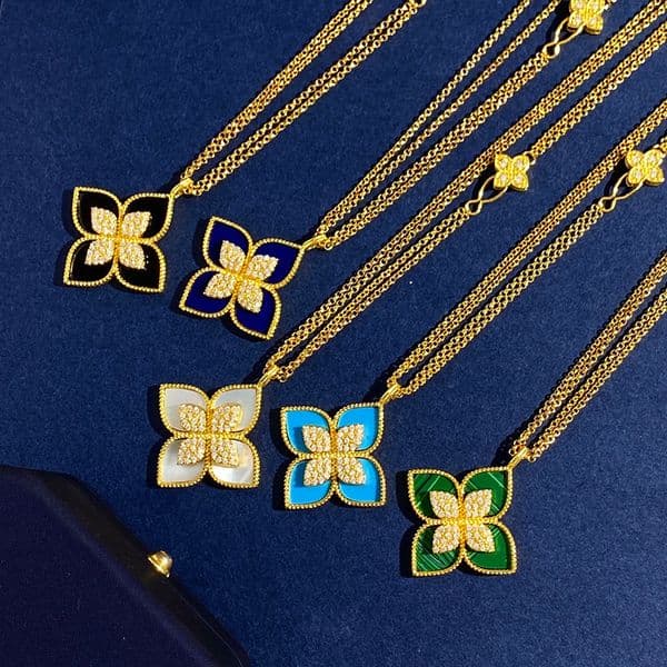 Ice with VVS moissanite designer long pendant necklaces for women 18K gold sweet flower double row elegant sweater necklace with crystal diamond jewelry