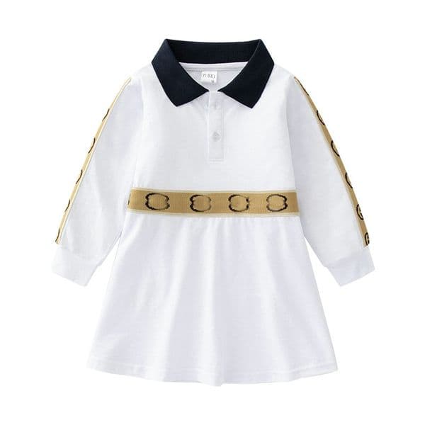 Designer 2026 Spring Autumn Baby Dress Solid Color Doll Collar Long Sleeve Cute Party Kids For Girls baby Princess Children's Dresses Free Shipping