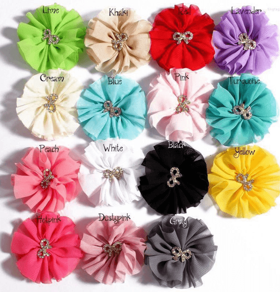 Wers Decorative Chiffon Pufrtificial For Hair Accessories DIY Wer Bouquet Headband Bowknot Drill Buckle