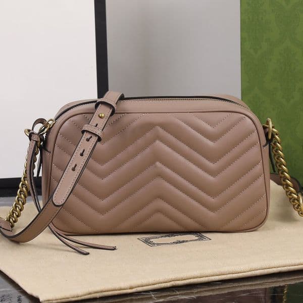 Camera Marmont Chain Crossbody Bag Women Shoulder Purse Fashion Handbag Letter Metal Fittings Wavy Quilted Genuine Leather Zipper Open Adjustable StrapWith SN