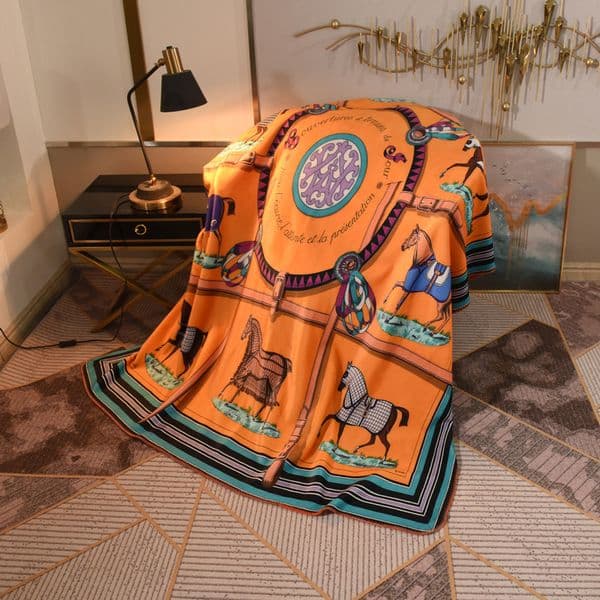 Luxury Designer High-End Luxury Blankets Brocade art Palace Style Horse Spandex Double Layer Composite Blanket Free Shipping 5