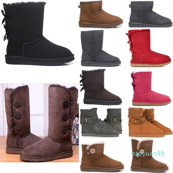 Wholesale Women Girls Designer Shoes Boots Outdoor Ankle Snow Boot Fur Leather Chestnut Midnight Blue Black Grey Platform Winter Booties Sneakers