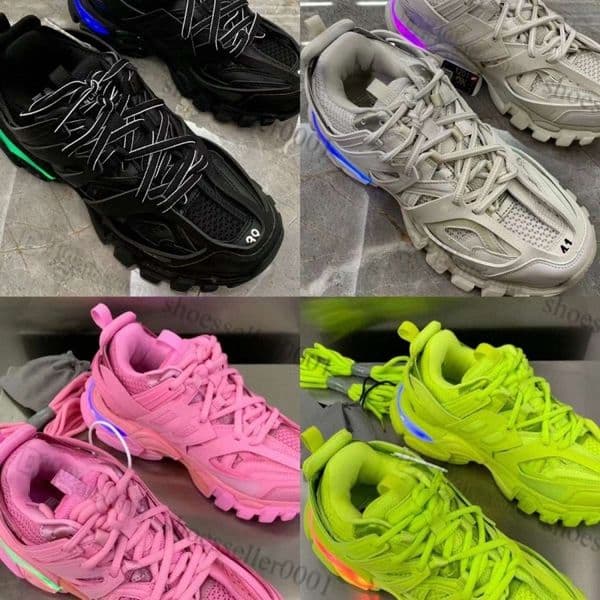 Track 3 LED Light Casual Shoes 3.0 Womens Mens Shoe Luxury Gomma leather Nylon Printed Designer Men Dad Lighted Running Lamp Charging Sports Trainers A4Tw#