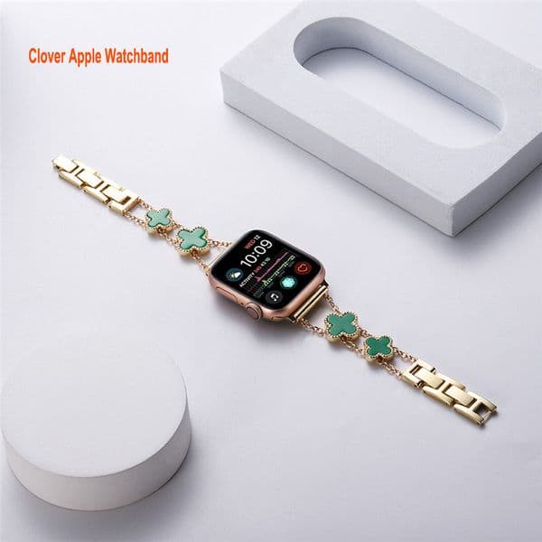 Four Leaf Clover Unisex WatchBands Straps for Apple Watch 49mm 46mm 45mm 41mm 44mm 42mm 38mm Soft Elastic Watches band Strap Bracelet Compatible IWatch Series 10 9 8 7 6