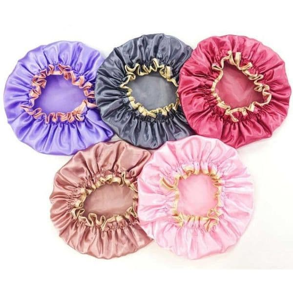 Lovely Thick Satin Hats Colorful Bath Shower Caps Hair Cover Double Waterproof Bathing Cap Wholesale