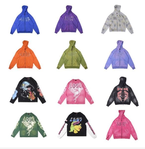 Men's Hoodies Diamond Logo Lost Intricacy Zipper Hoodie Unisex Fashion Streetwear Washed Hoodie Clothing