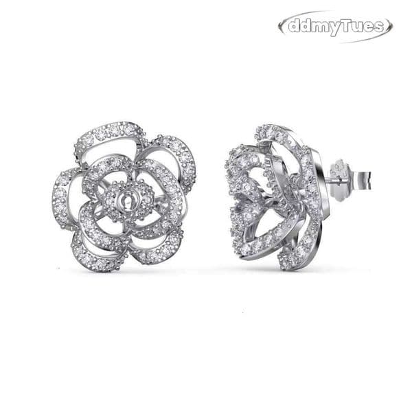 collections Dylam Light Design S Sier Rhodium Gold Plated Hollow Camellia 5A Cubic Zirconia Rose Flower Shape Stud Earrings ddmythur
