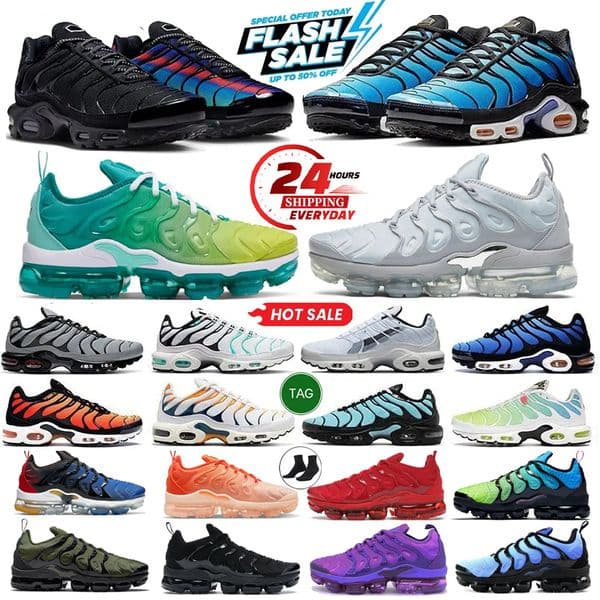 Designer Tn Tns Plus Running Shoes Tnss Men Women Tn Plus 3 Triple White Black Sky Blue Gradient Dusk Tennis Breathable Mens Trainers Outdoor Sports Sneakers Size 36-46