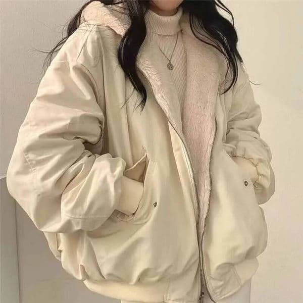 Smvp Winter Thicken Warm Parkas Women Fashion Double Sided Hooded Fleece Coat Ladies Korean Loose Long Sleeve Zip Up Jackets dongdumaoyi