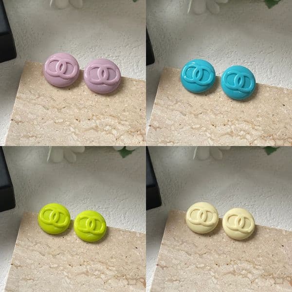 High Quality Acrylic Designer Stud Earrings Candy color Brass Copper Letter Earring Fashion Womens Elegance Wedding Party Jewelry Accessories