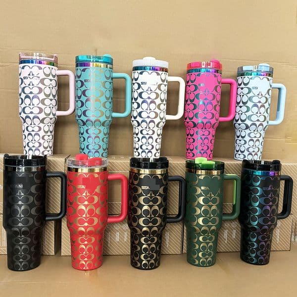 Tumblers 40oz Large Capacity Stainless Steel Water Bottle Travel Mug With Handle & Straw Lid | Office Essential Leakproof Insulated Car Cup